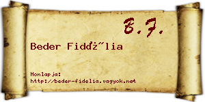 Beder Fidélia névjegykártya